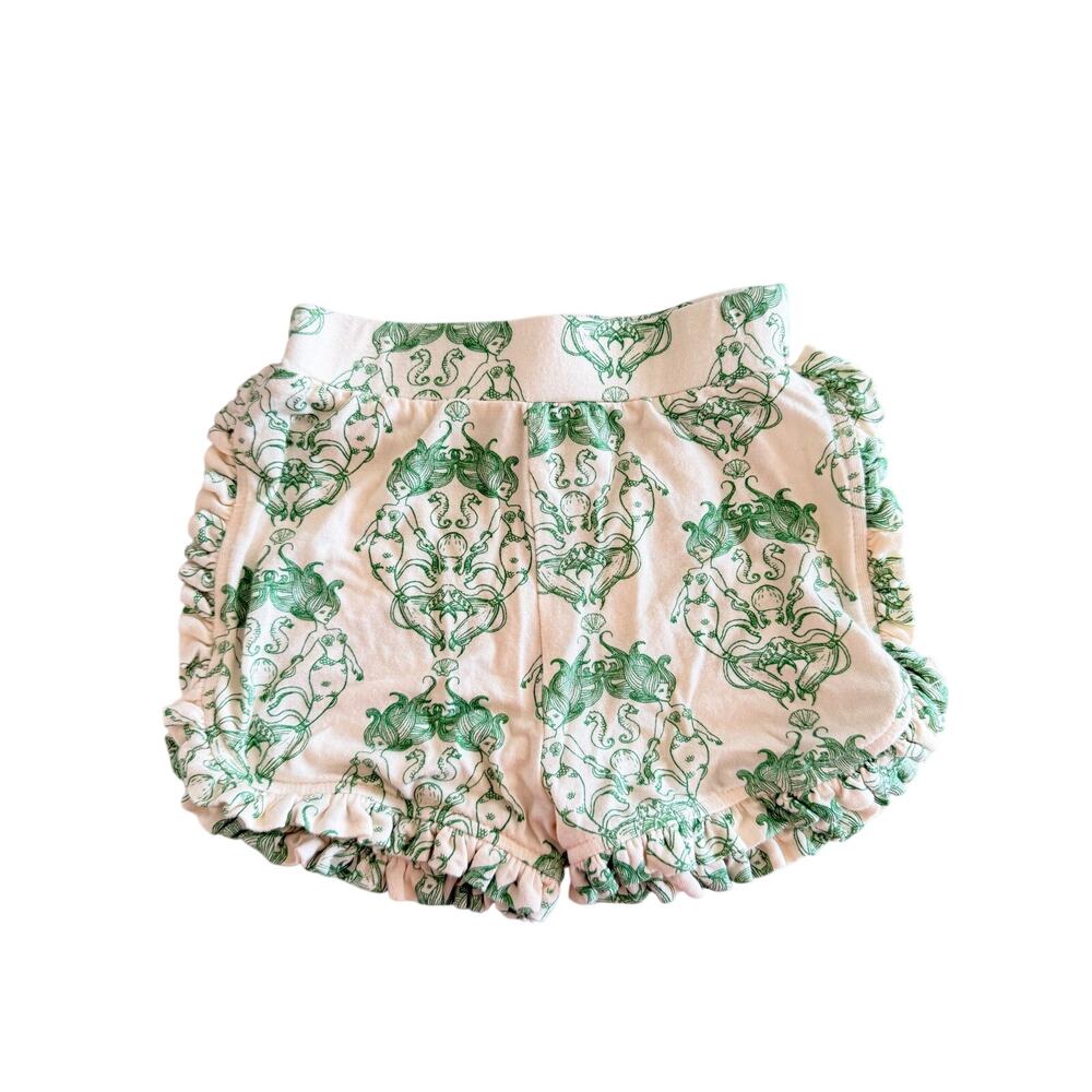 Kate Quinn Bamboo Ruffle Track Shorts Green Octopus